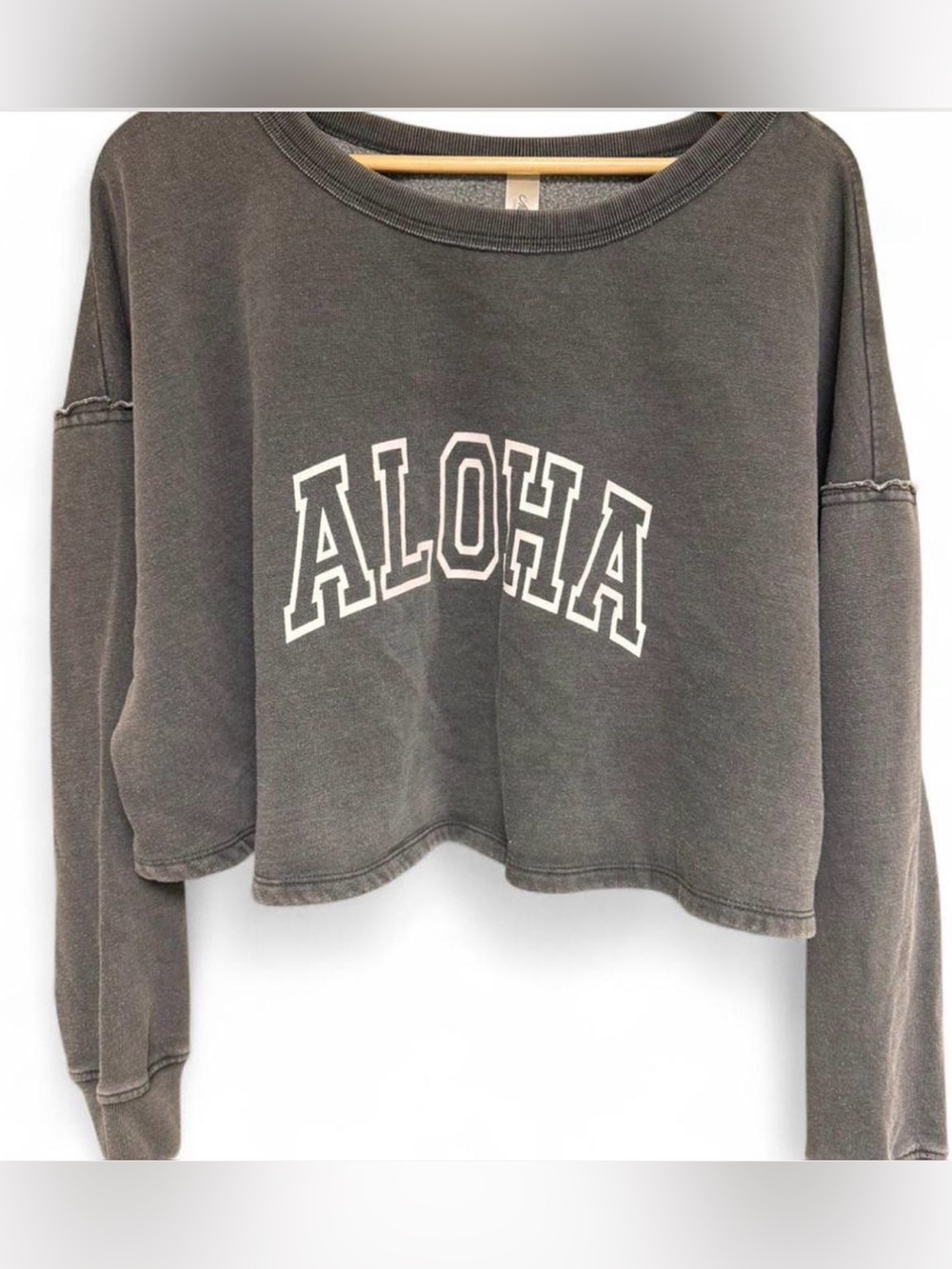 Mahina Charcoal Sweatshirt with White Lettering